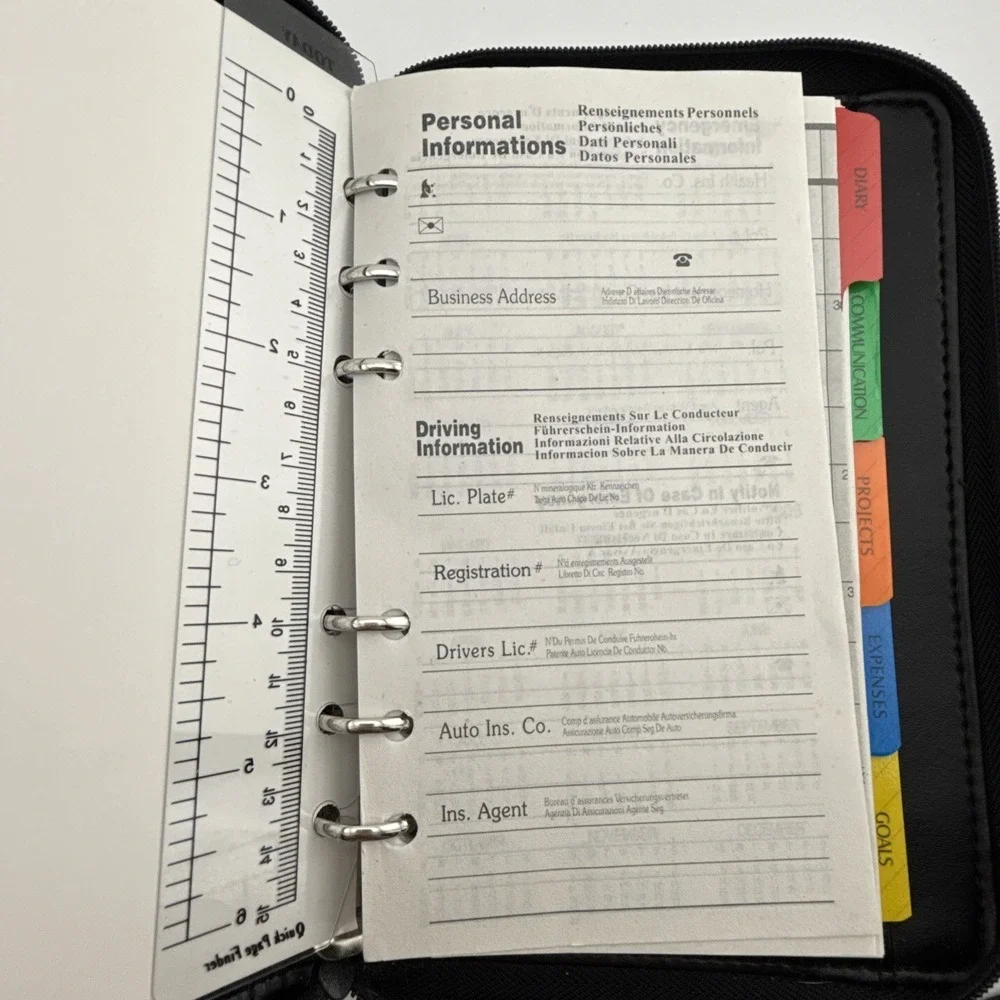 Vintage 90s Y2k‎ Philippe Amiel Leather Black Deluxe Personal Organizer Planner
